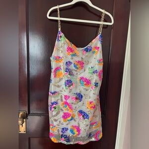 Colorful Sequin Dress with Chain Straps